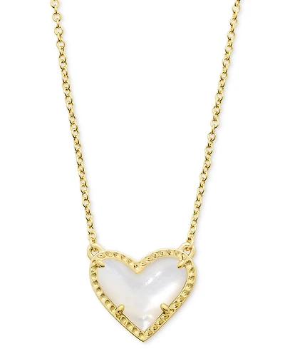 14K Gold Plated and Genuine Stone Kendra Scott Ari Heart Pendant Necklace
