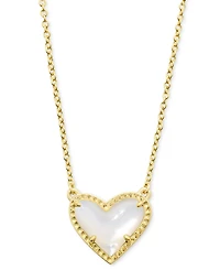 14K Gold Plated and Genuine Stone Kendra Scott Ari Heart Pendant Necklace