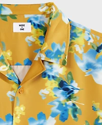 Mode of One Men's Blurred Floral Relaxed-Fit Shiny Twill Camp Shirt, Exclusively at Macy's