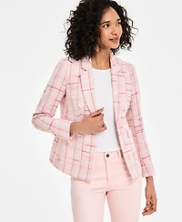 Jones New York Women's Plaid Tweed Blazer