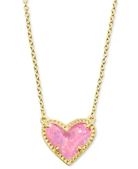 14K Gold Plated and Genuine Stone Kendra Scott Ari Heart Pendant Necklace