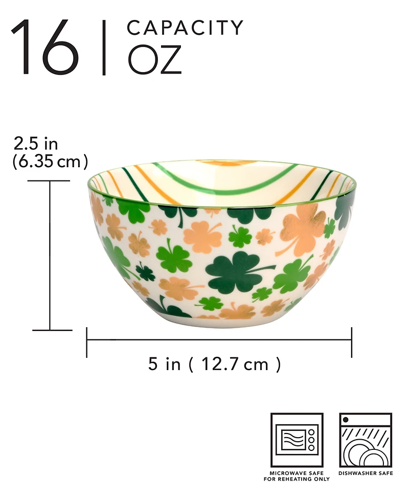 Certified International St. Patrick's Day Shamrock Bowls, Set of 6