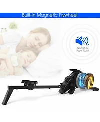 Foldable Magnetic Quiet Operated Fitness Rowing Machine with 10 Level Adjustable Resistance