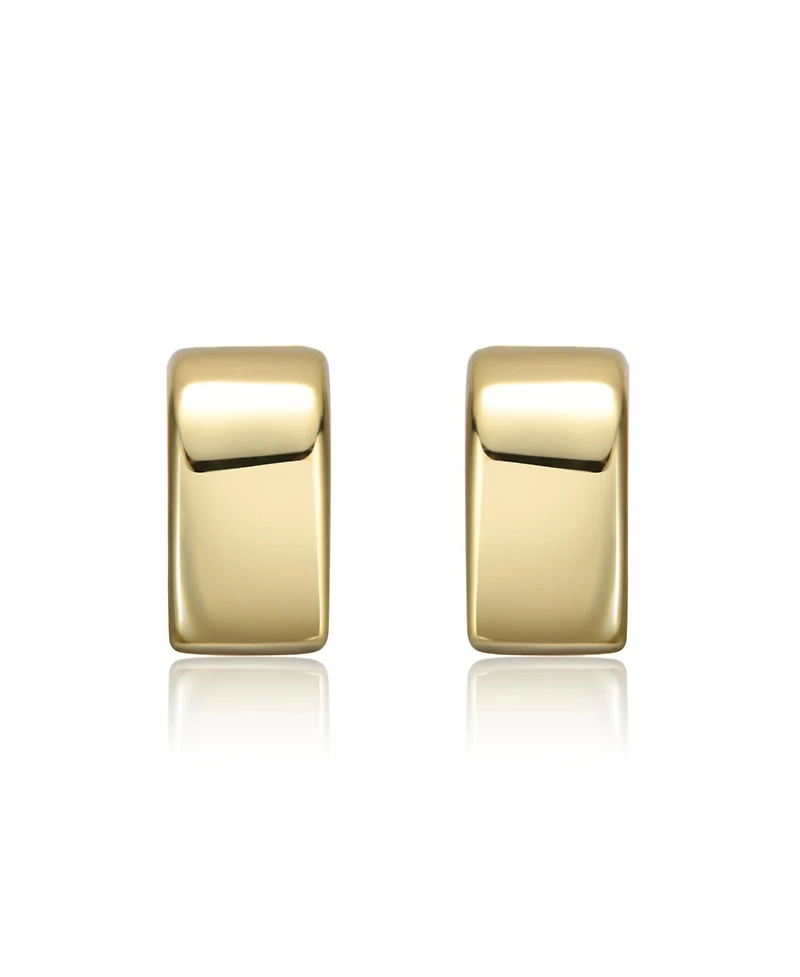 Modern Chic Flattened Tubular Geometric C-Hoop Earrings White Gold Plated or 14K