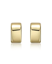 Modern Chic Flattened Tubular Geometric C-Hoop Earrings White Gold Plated or 14K