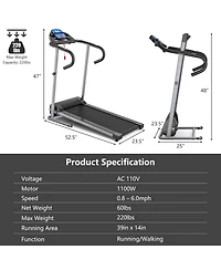Electric Foldable Treadmill with Lcd Display and Heart Rate Sensor