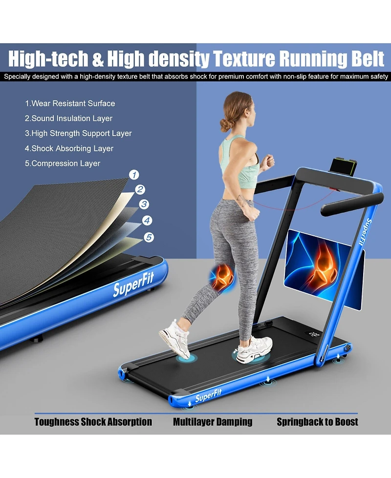 2.25HP 2 in 1 Folding Treadmill with App Speaker Remote Control
