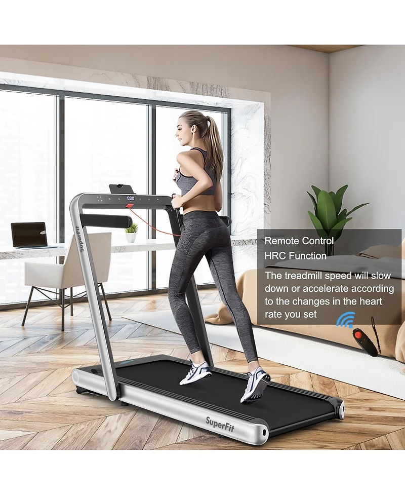 4.75HP 2 In 1 Folding Walking Pad Treadmill with Remote App Control