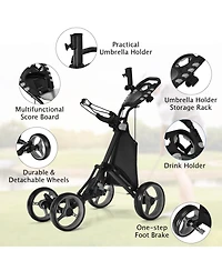 Lightweight Foldable Collapsible 4 Wheels Golf Push Cart
