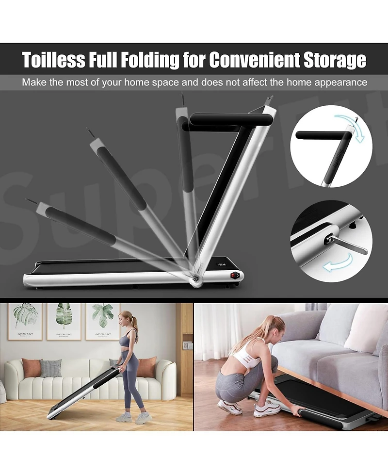 2.25HP 2 in 1 Folding Treadmill with App Speaker Remote Control