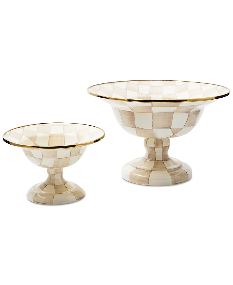 Mackenzie-Childs Mocha Check Small Compote Bowl