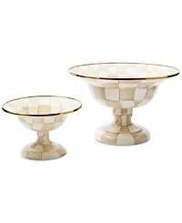Mackenzie-Childs Mocha Check Small Compote Bowl