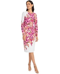 Maggy London Women's Floral-Print Long-Sleeve Sheath Dress