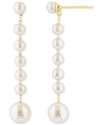 Effy Cultured Freshwater Pearl (3-1/2 & 6-1/2mm) Linear Drop Earrings in 14k Gold