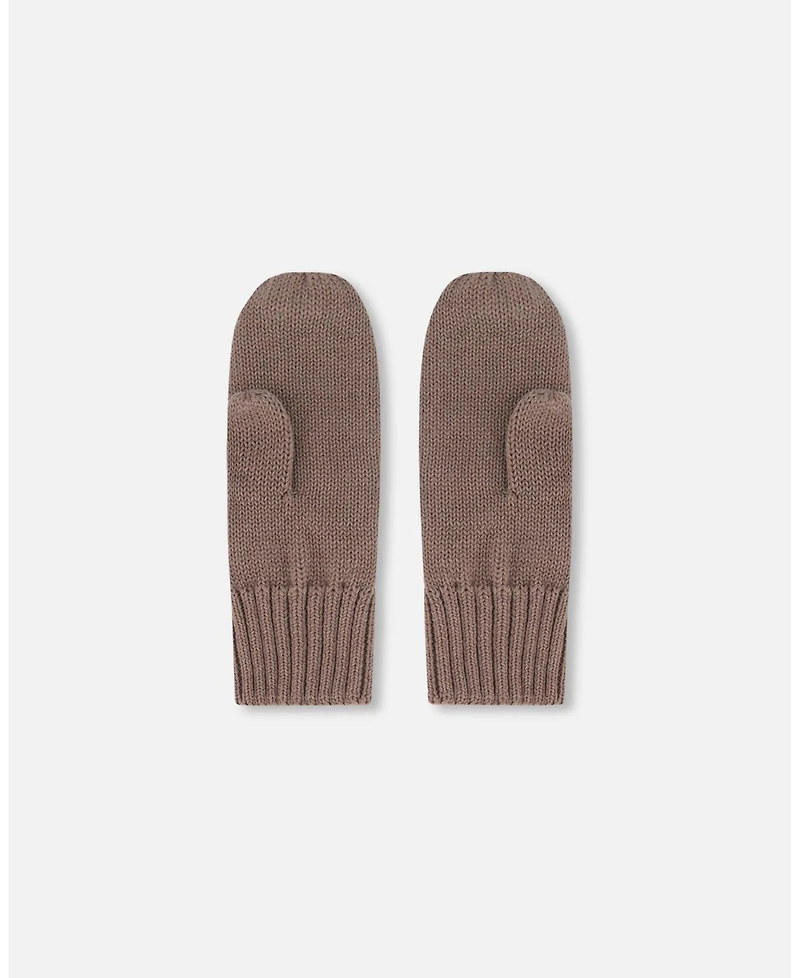 Deux par Boy Knit Mittens Taupe - Toddler|Child