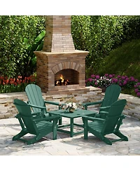 5-Piece Hdpe Adirondack Chair Outdoor Patio Square Table Conversation Set