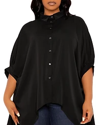 Buxom Couture Women's Plus Flowy Hi-lo Blouse