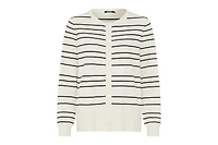 Olsen Women's Striped Crewneck Cardigan