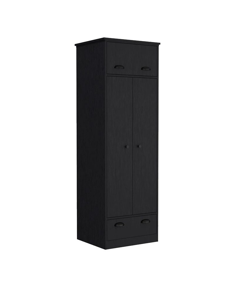 Tifton Armoire with Hinged Drawer, 2-Doors and 1-Drawer, Black
