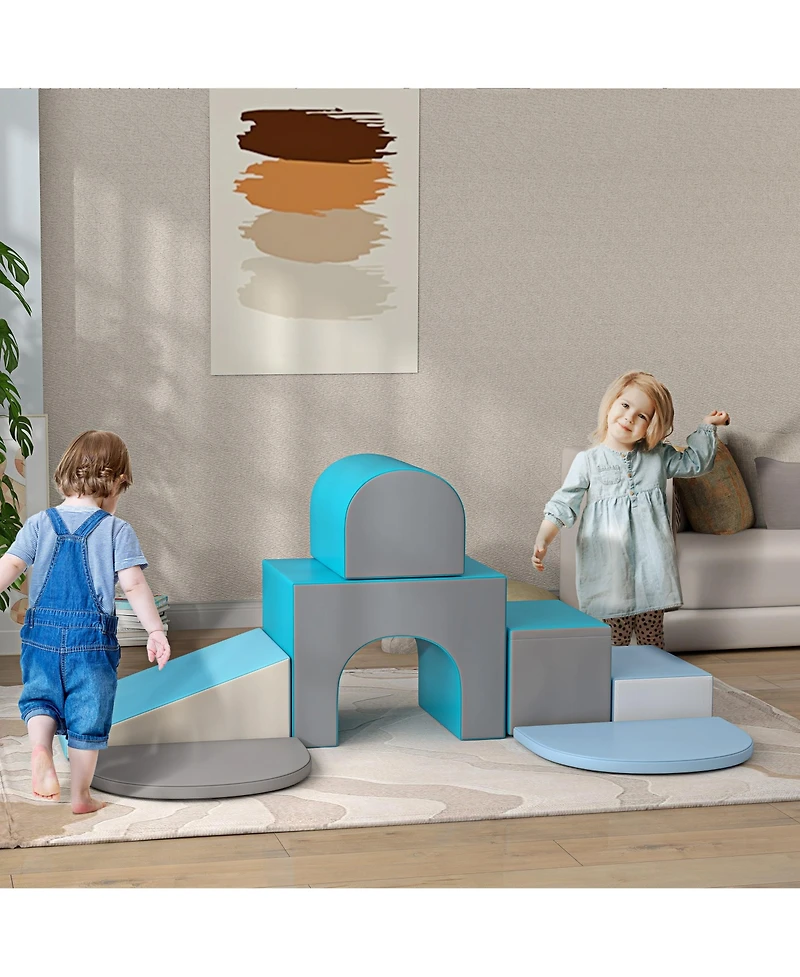 Qaba 7-Piece Kids Crawl and Climb Activity Play Set, Contemporary