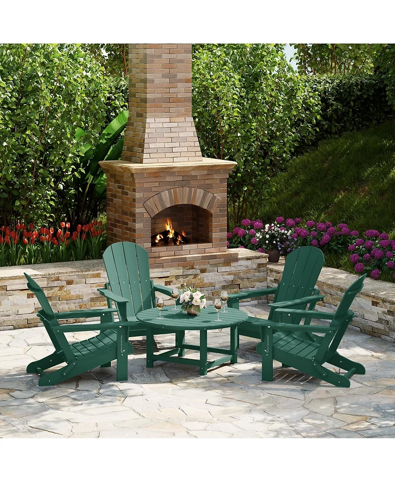 5-Piece Hdpe Folding Adirondack Chair Outdoor Patio Conversation Set
