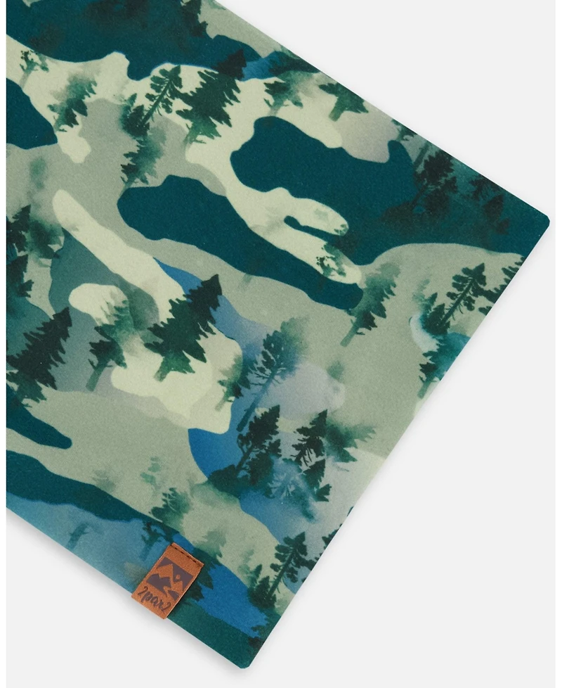 Deux par Deux Boy Printed Neck Tube Forest Green With Black Pines - Toddler|Child