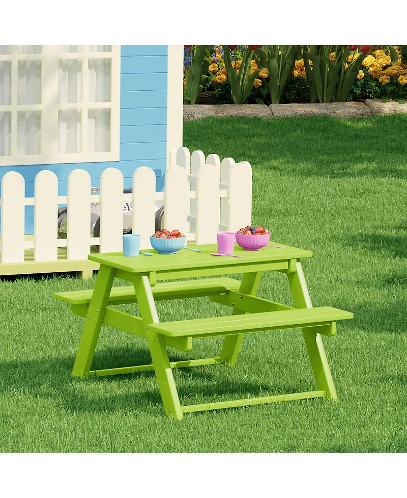 Outdoor Patio Kids Hdpe Plastic Picnic Bench Table