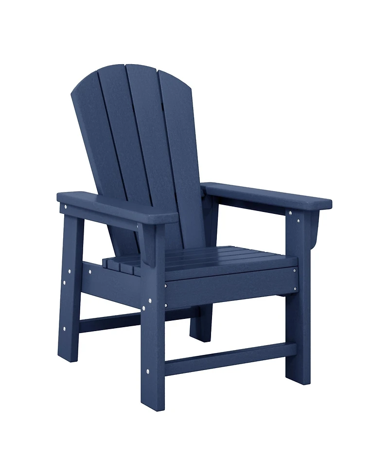 2-Piece Kids Outdoor Hdpe Adirondack Chair With Square Side Table Set
