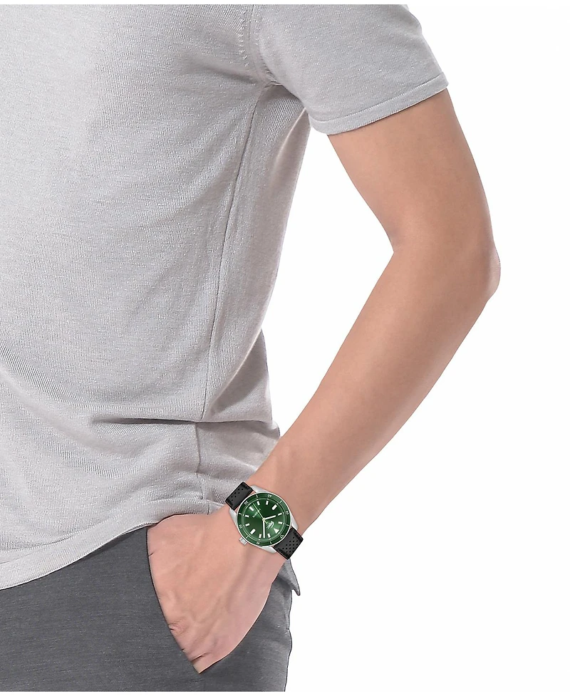 Lacoste Men's Boston Black Leather Strap Watch, 39mm