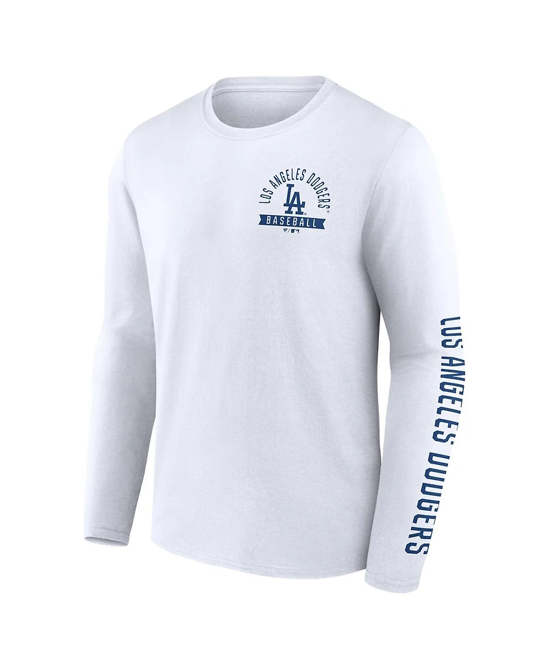 Fanatics Men's White Los Angeles Dodgers Press Box Long Sleeve T-Shirt