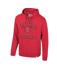 Colosseum Men's Scarlet Ohio State Buckeyes Big Tall Cap E-Tan Pullover Hoodie