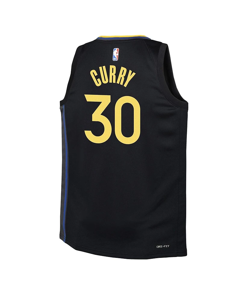 Jordan Big Boys and Girls Stephen Curry Navy Golden State Warriors Swingman Jersey - Statement Edition