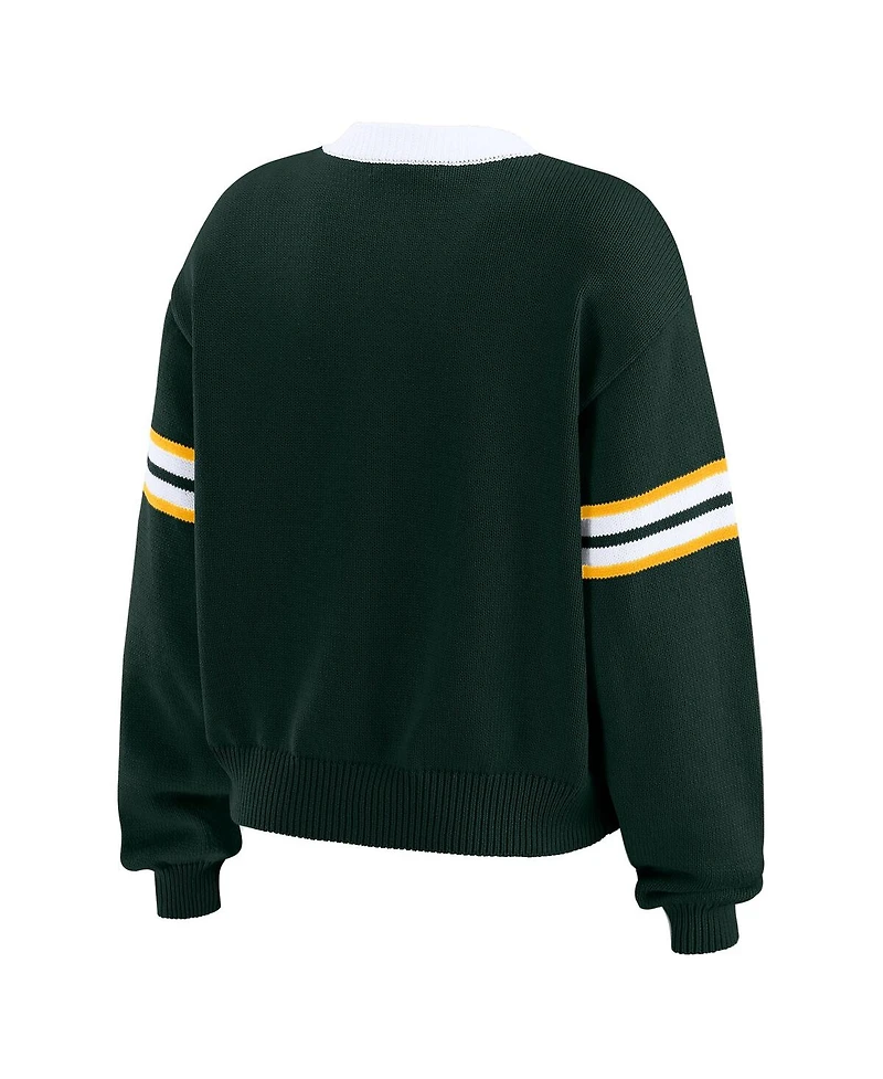 Wear By Erin Andrews Women's Green Green Bay Packers Lace-Up Pullover Sweatshirt