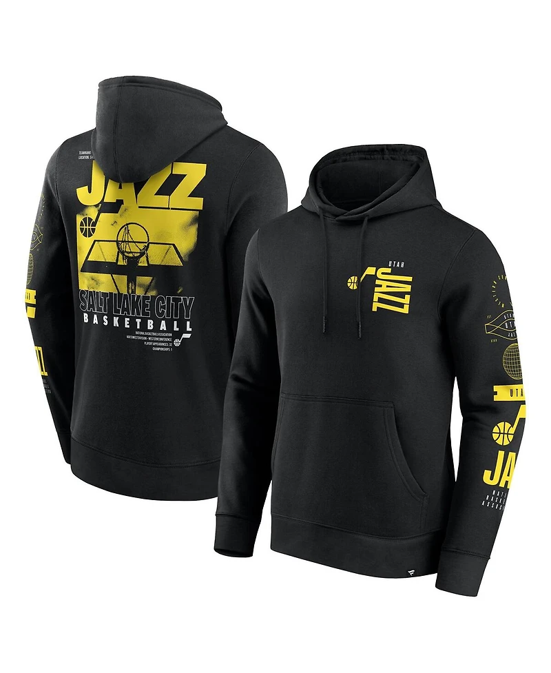 Fanatics Men's Black Utah Jazz Game Time Crossover Pullover Hoodie