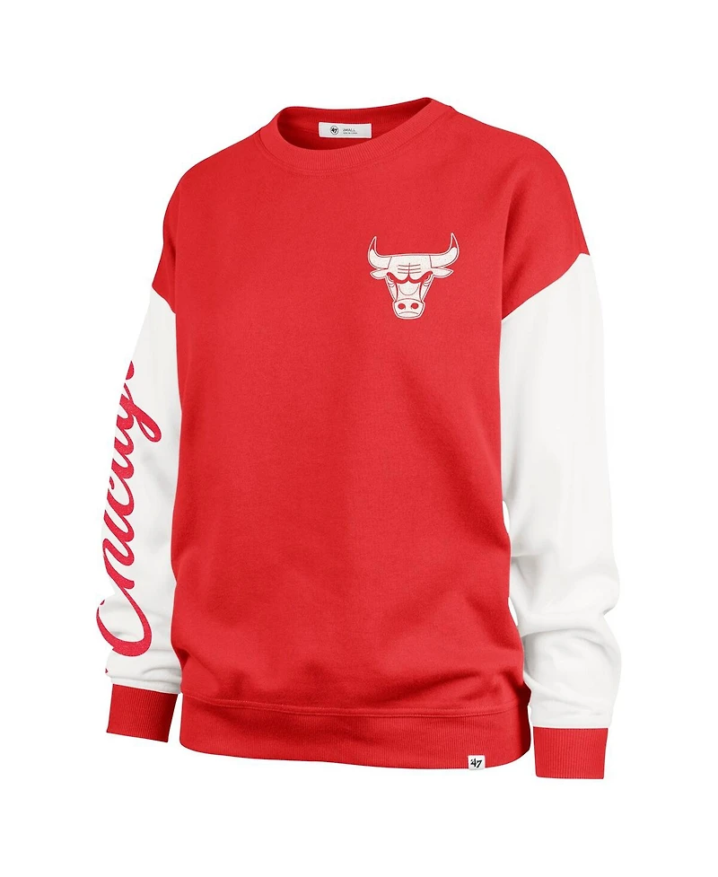 '47 Brand Women's Red Chicago Bulls Rise Andie Oversized Pullover Sweatshirt