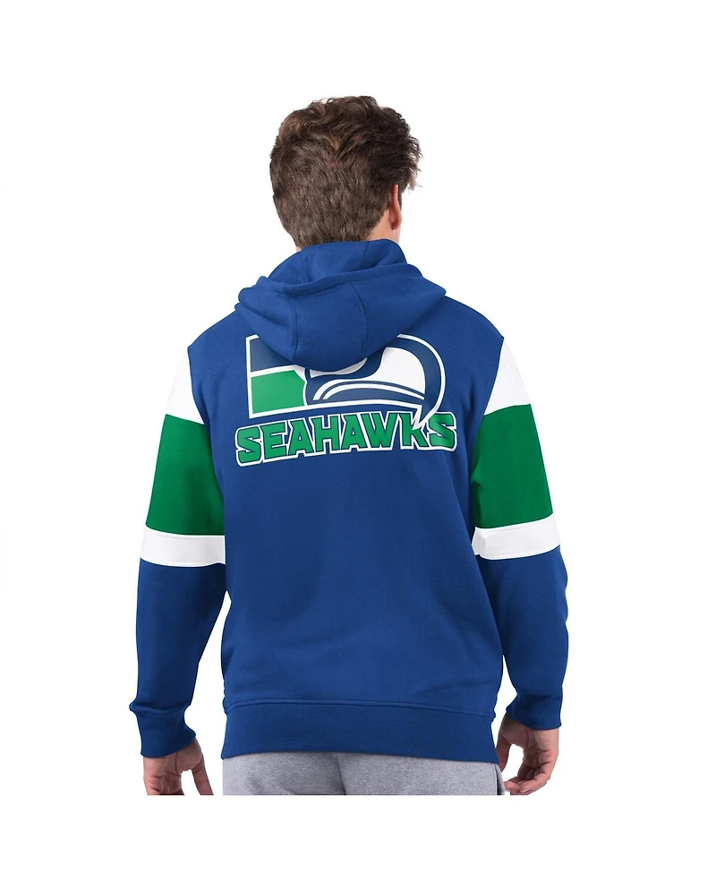 Starter Men's Royal Seattle Seahawks Extreme Vintage Logo Full-Zip Hoodie