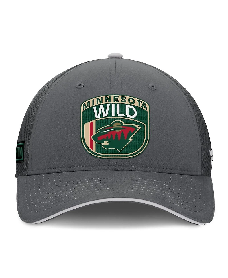Fanatics Men's Gray Minnesota Wild Authentic Pro Home Ice Trucker Adjustable Hat