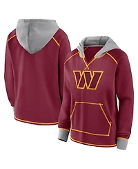 Logo Athletic Women's Burgundy Washington Commanders Boom Fleece Pullover V-Neck Hoodie