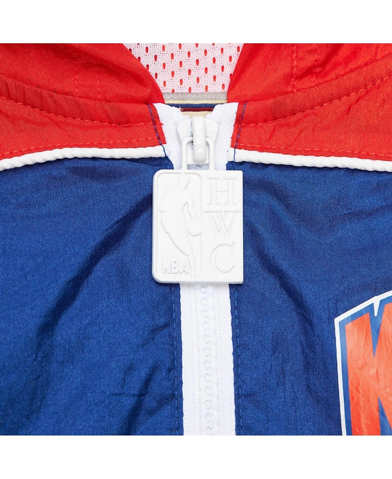 Mitchell & Ness Men's Blue New York Knicks Hardwood Classics Big Shot Premium Full-Zip Windbreaker Jacket
