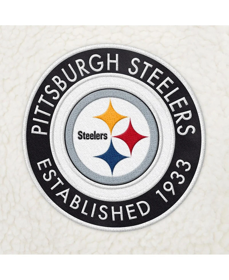Tommy Hilfiger Men's Cream Pittsburgh Steelers Jordan Sherpa Quarter-Zip Sweatshirt