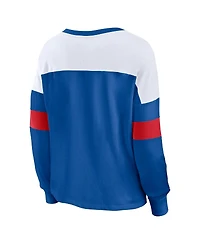 Fanatics Women's Blue New York Rangers Take the Shot Long Sleeve Lace-Up V-Neck T-Shirt