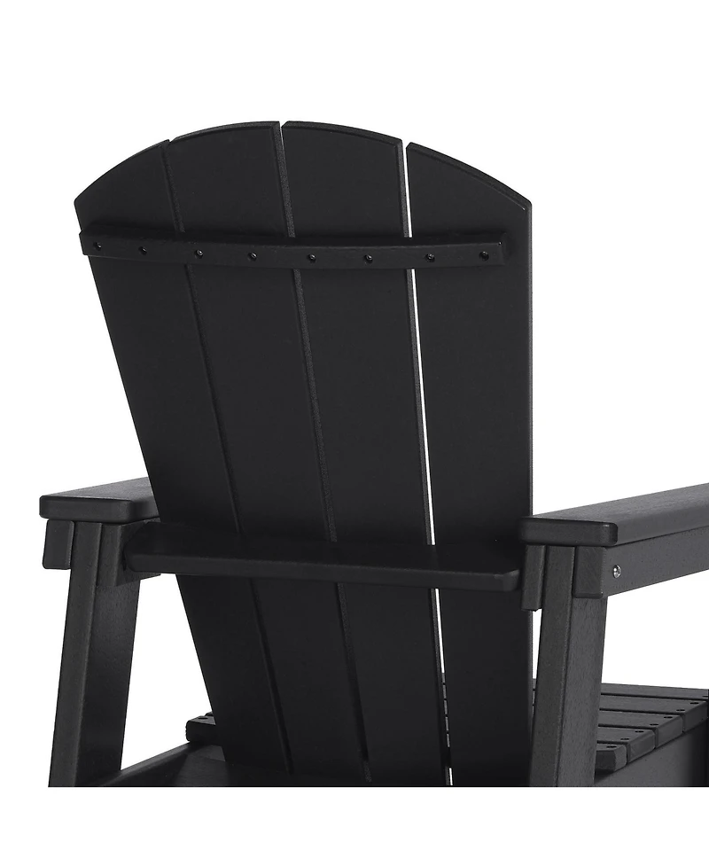 Kids 3-Piece Outdoor Hdpe Adirondack Chairs With Square Side Table Set