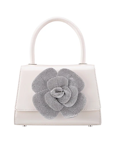 Nina Crystal Flower Embellished Patent Satchel Bag