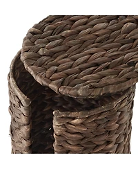 Casafield Toilet Paper Roll Holder with Lid - Espresso, Fits 3 Rolls, Free Standing Water Hyacinth Bath Tissue Storage Organizer for Bathroom