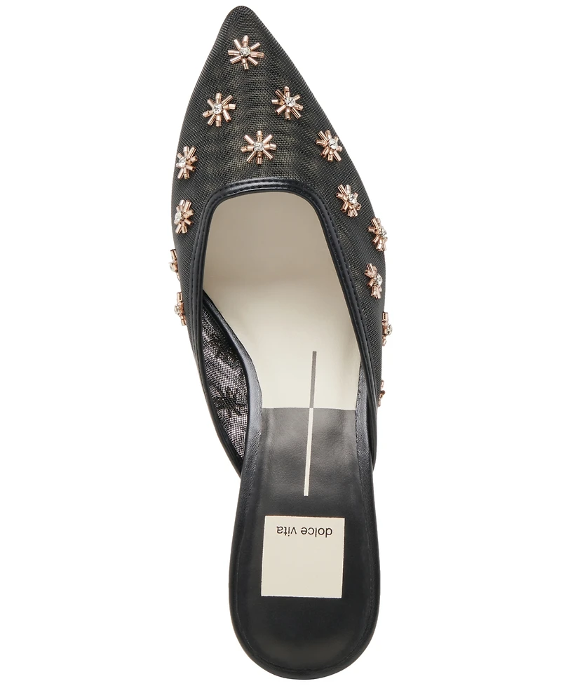 Dolce Vita Women's Clara Embellished Mesh Pointed-Toe Heeled Mules