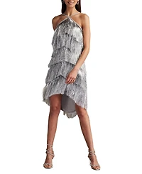 Tadashi Shoji Women's Remedy Metallic Fringe Mini Dress