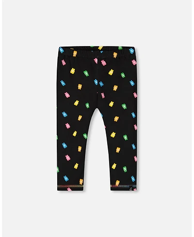 Deux par Deux Toddler Girls Printed Capri Legging Black And Multicolored Gummies - Toddler|Child