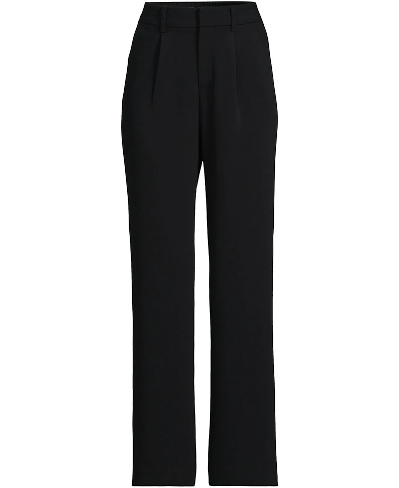 Lands' End Women's Crepe High Rise Pleated Wide Leg Pants