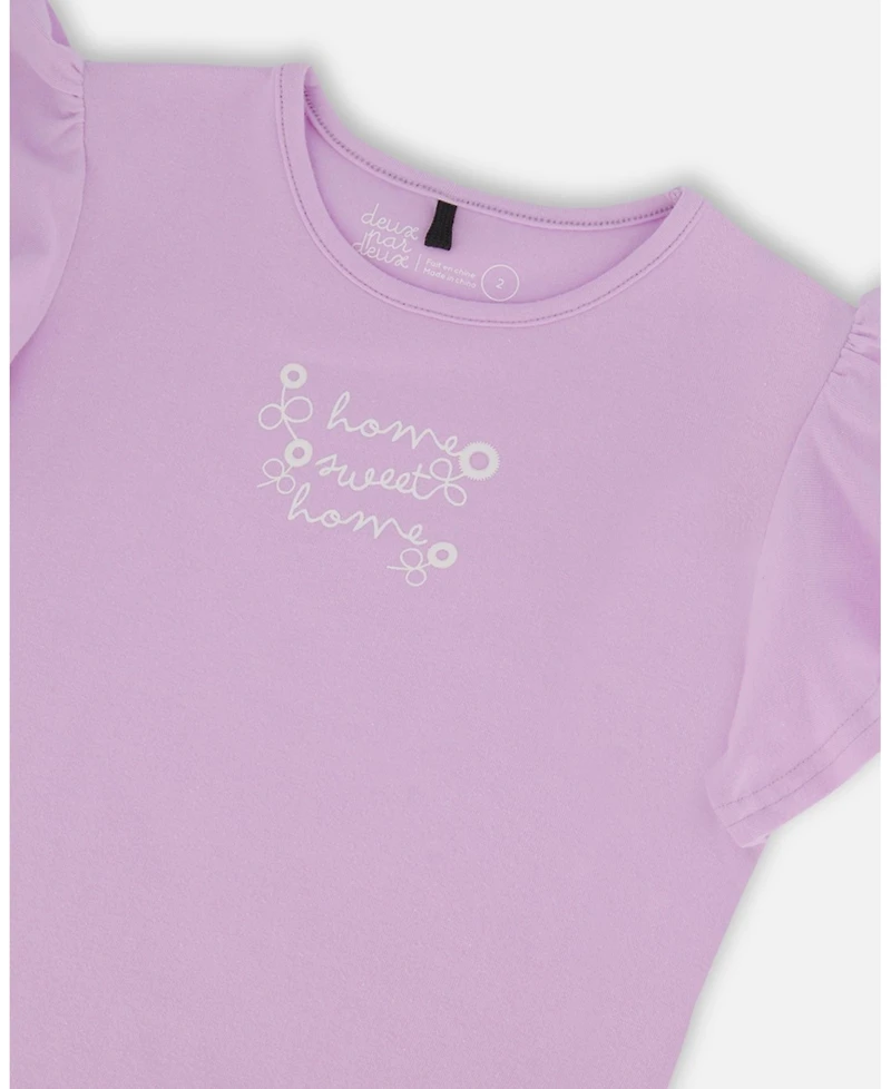 Deux par Toddler Girls Flutter Sleeve Top With Print Lilac - Toddler|Child
