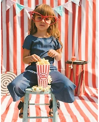 Deux par Deux Toddler Girls Chambray Jumpsuit Navy Blue - Toddler|Child